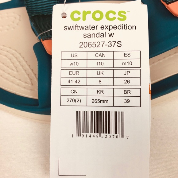 Crocs Swiftwater Expedition Sport comfortable Sandals Teal Women’s Sz 10 new - Picture 6 of 6